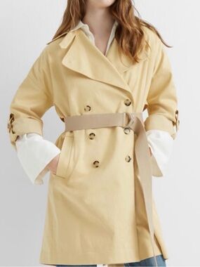 Club Monaco Women's Trench Coat, Belted with Adjustable Sleeve